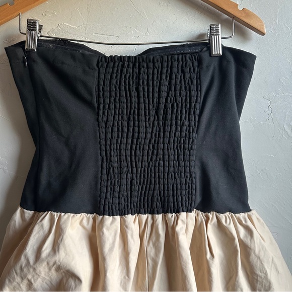 Maeve Bubble Hem Romper Tan and Black with smocked back Sz M - Picture 7 of 16